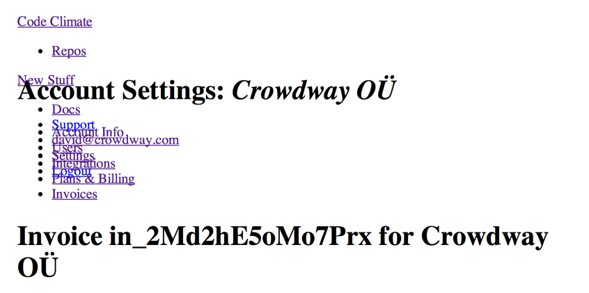 Code Climate Invoice